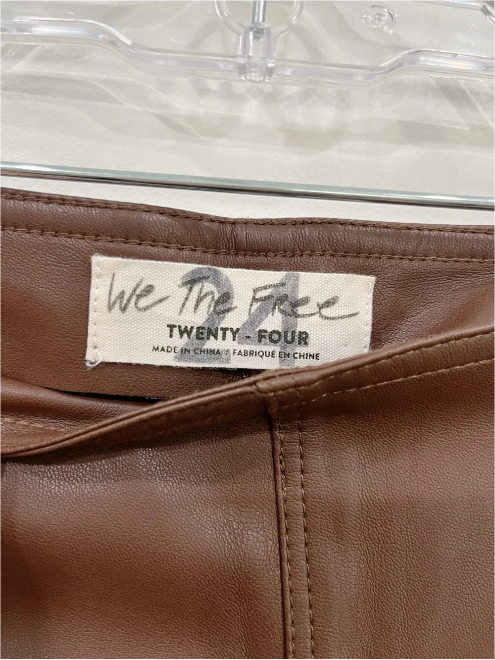 Free People We The Free Spitfire Faux Leather Skinny Pants Brown Size 24